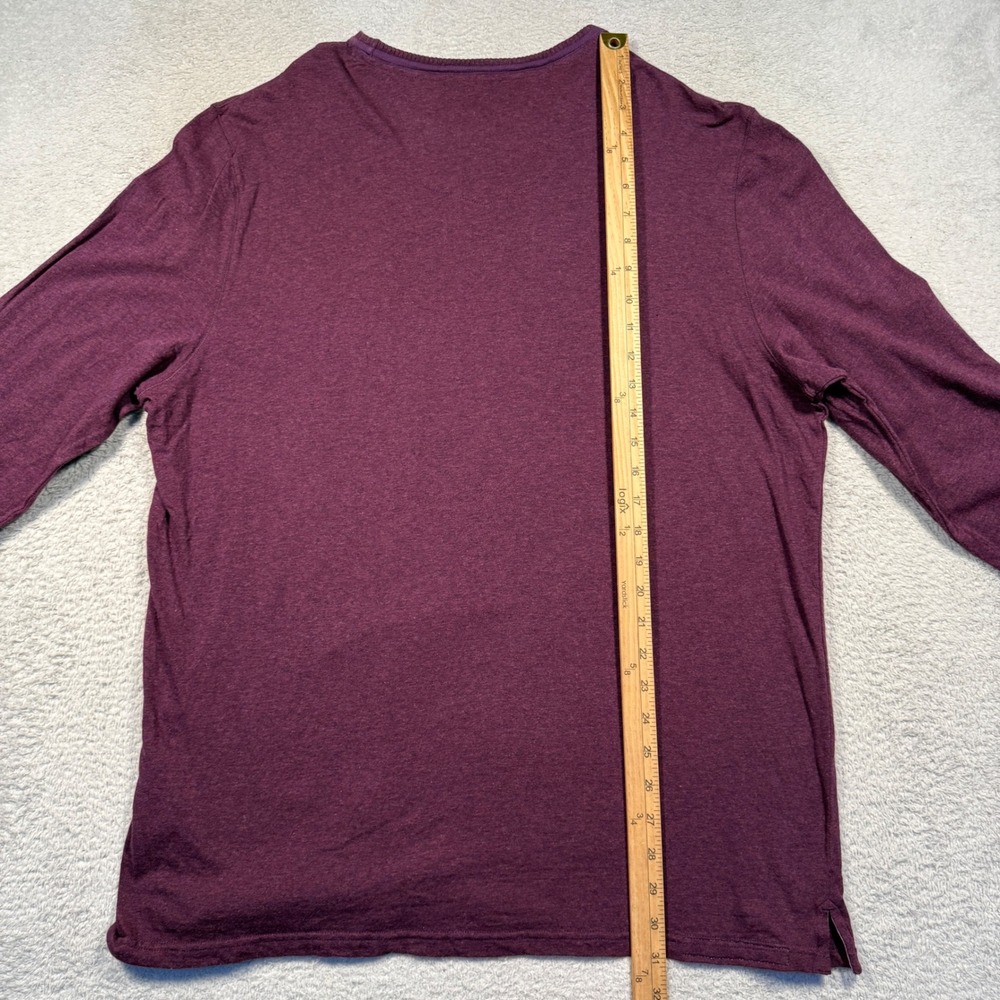 Robert Graham Long Sleeve Shirt‎ Mens 2XL Burgundy 100% Cotton Tee Fits Like XL - Picture 4 of 5
